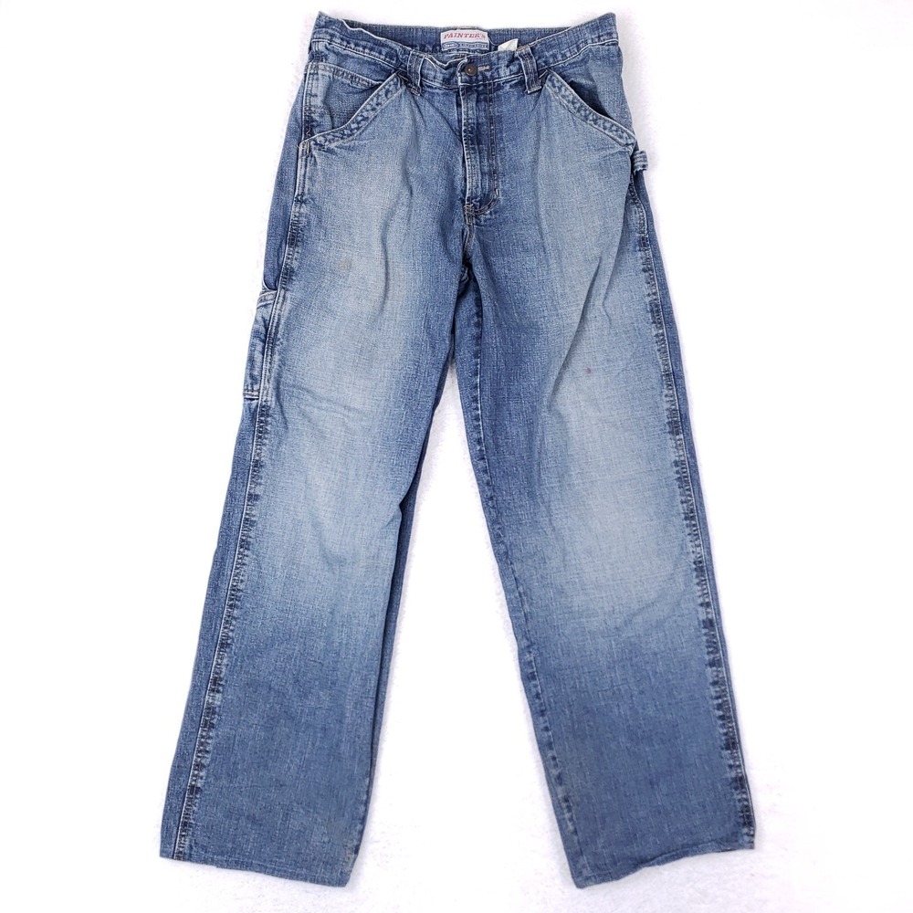 Old Navy Y2K Embroidered Dragon Koi Carpenter Jeans 32x34 Blue